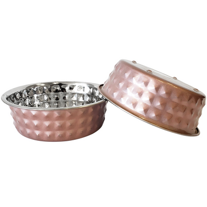 Country Living Rose Quartz Hammered Eco Stainless Steel Pet Bowl