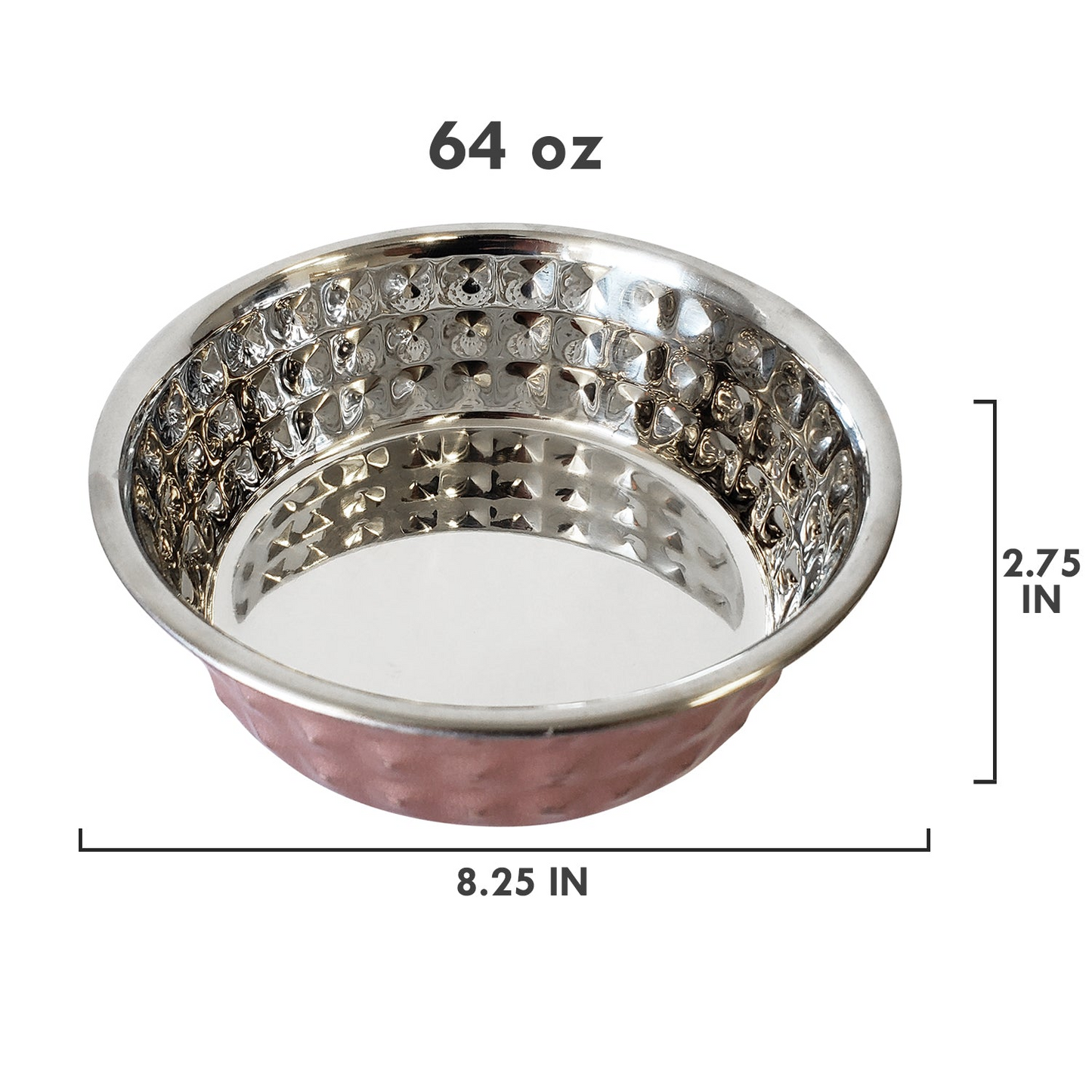 Country Living Rose Quartz Hammered Eco Stainless Steel Pet Bowl