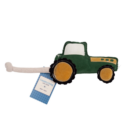 Vegan Leather Green Tractor Eco-Friendly Dog Toy