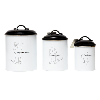 Black & White Pet Food & Treat Storage Canisters (Set of 3)