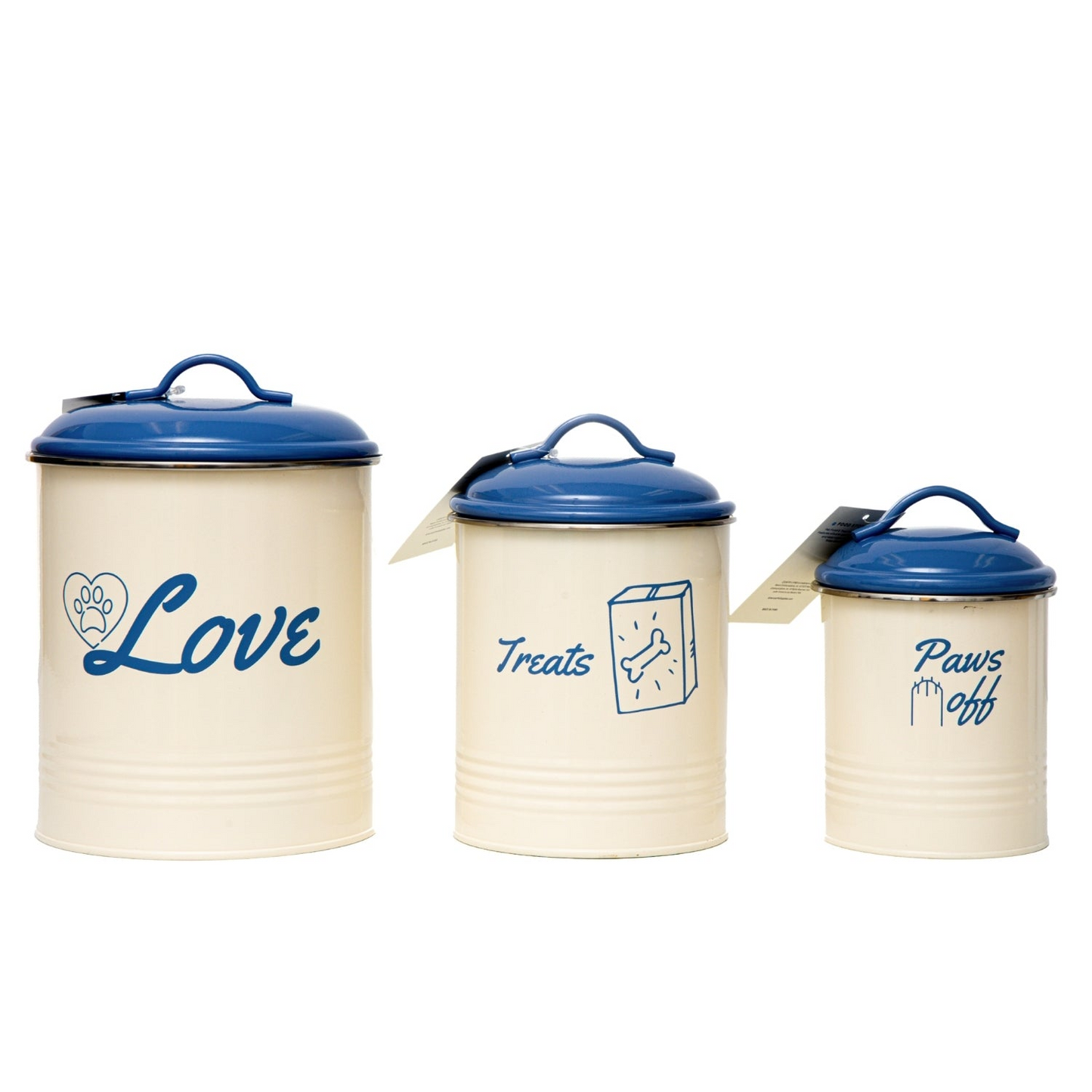 French Blue Pet Food & Treat Storage Canisters (Set of 3)