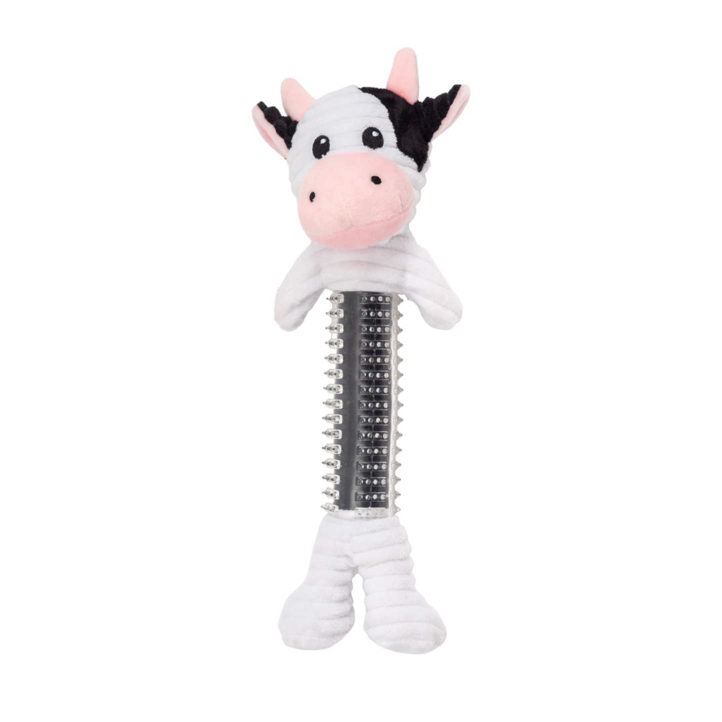 Black and White Cow Corduroy Plush Squeaking Dog Chew Toy