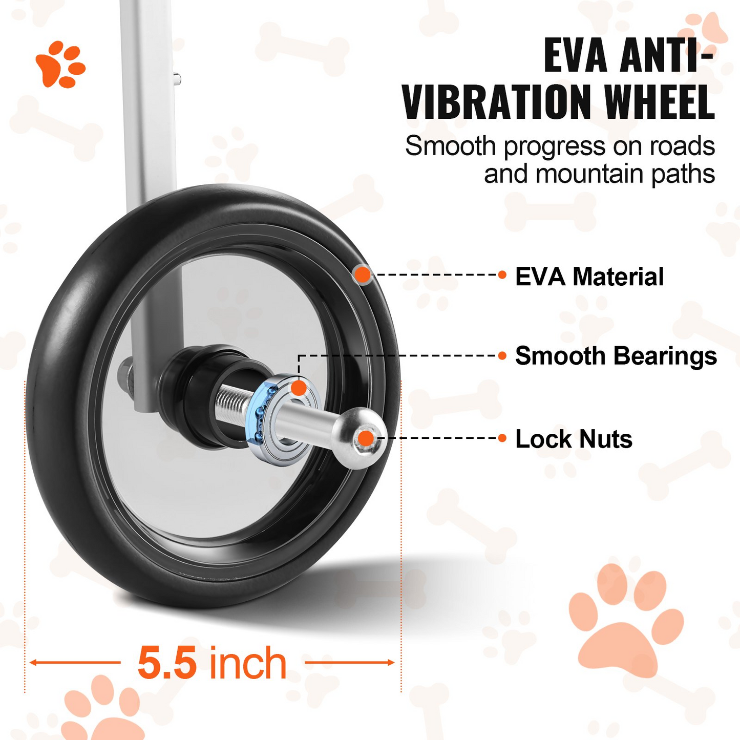 VEVOR XS Dog Wheelchair, 2-Wheel, Adjustable, Lightweight for Back Legs