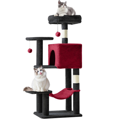44" Cat Tree Tower with Sisal Scratching Posts & Hammock