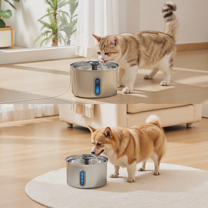 Vividorama 3.2L Stainless Steel Cat Water Fountain – Ultra-Quiet Automatic Faucet Dispenser with Water Level Window