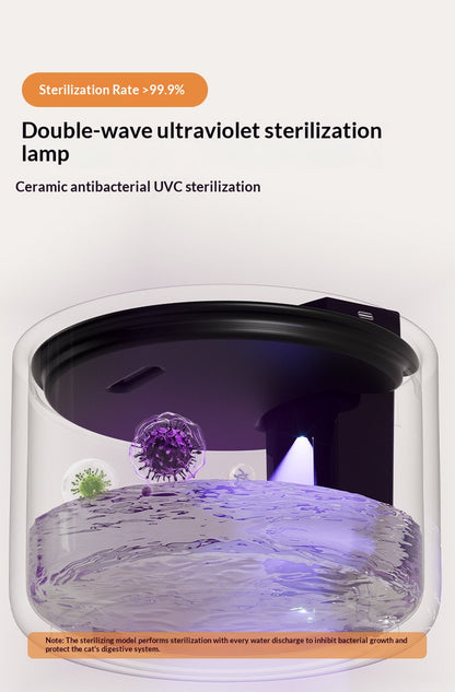 Ceramic Smart Wireless Cat Water Fountain – Rechargeable Automatic Water Dispenser with UVC Sterilization & Heating Options