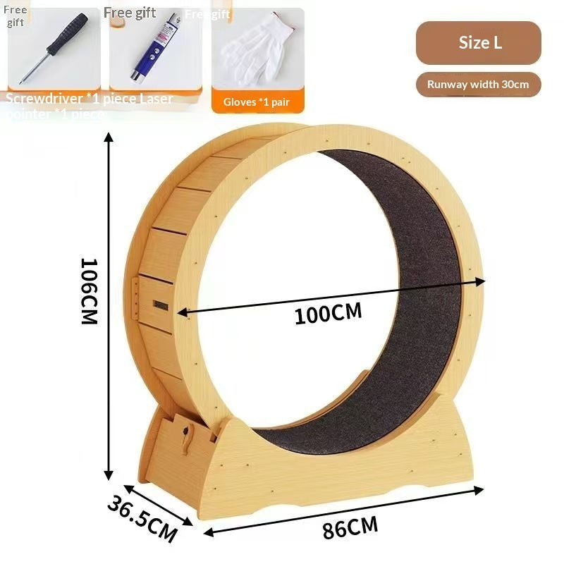 Natural Wood Cat Exercise Treadmill Wheel – 3 Sizes & 2 Colors