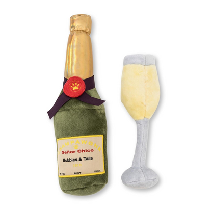 Champagne-Cheers Crinkle and Squeaky Plush Dog Toy Combo