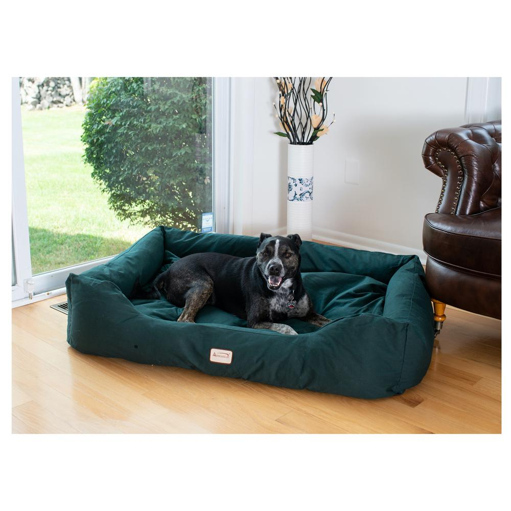 Large Laurel Green Bolstered Pet Bed - Armarkat D01FML-L