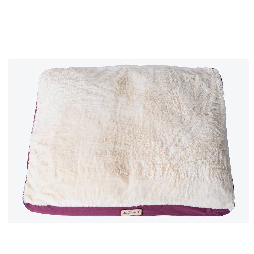 Large Ivory & Burgundy Pet Bed Mat by Armarkat - Luxurious Poly Fill Cushion for Dogs