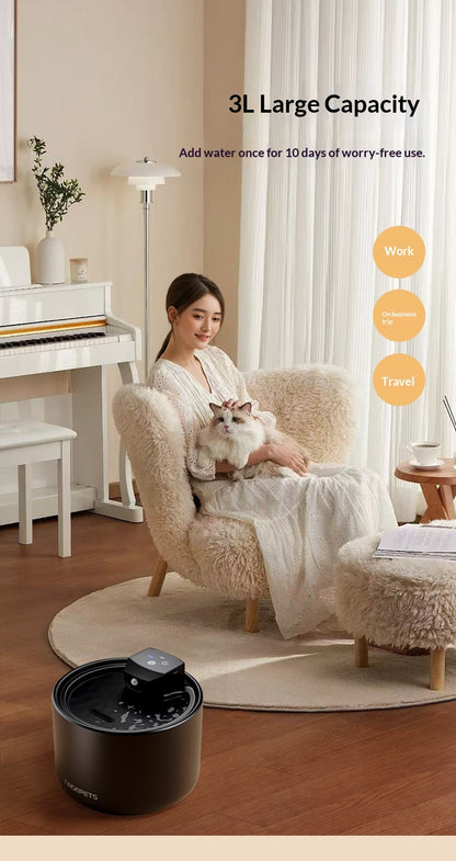 Ceramic Smart Wireless Cat Water Fountain – Rechargeable Automatic Water Dispenser with UVC Sterilization & Heating Options