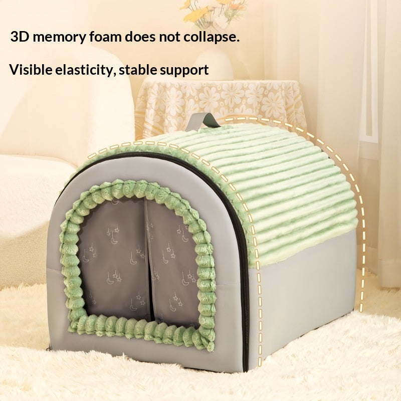 Insulated Enclosed Cat & Dog House with Door Curtain – All Seasons | 3 Colors & 3 Sizes
