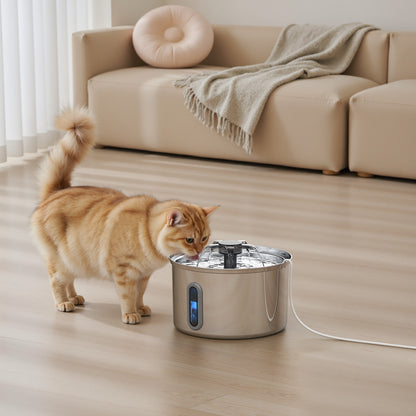 Vividorama 3.2L Stainless Steel Cat Water Fountain – Ultra-Quiet Automatic Faucet Dispenser with Water Level Window