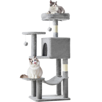 44" Cat Tree Tower with Sisal Scratching Posts & Hammock