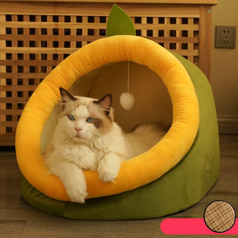 Semi-Enclosed Polar Fleece Cat House – Deep Sleep Warmth | 3 Sizes & 3 Colors