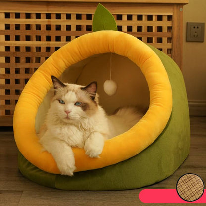 Semi-Enclosed Polar Fleece Cat House – Deep Sleep Warmth | 3 Sizes & 3 Colors