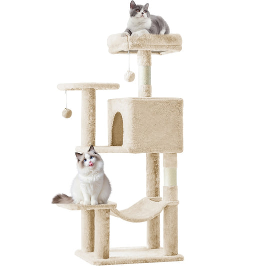 44" Cat Tree Tower with Sisal Scratching Posts & Hammock
