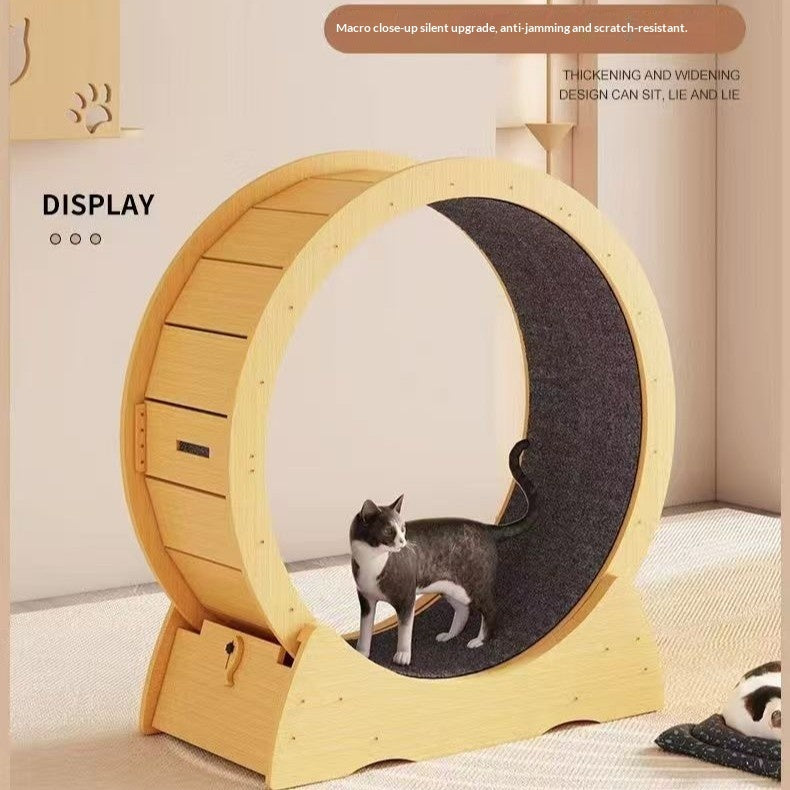 Natural Wood Cat Exercise Treadmill Wheel – 3 Sizes & 2 Colors