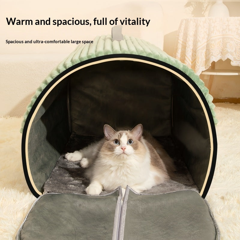 Insulated Enclosed Cat & Dog House with Door Curtain – All Seasons | 3 Colors & 3 Sizes