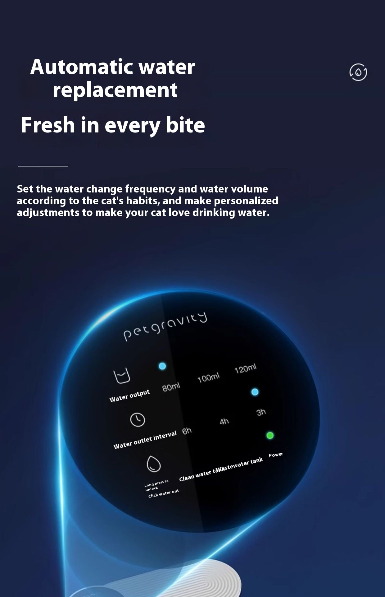 Rechargeable Automatic Smart Cat Water Fountain – 3L Cordless Gravity Pet Drinker with Built-In Lithium Battery