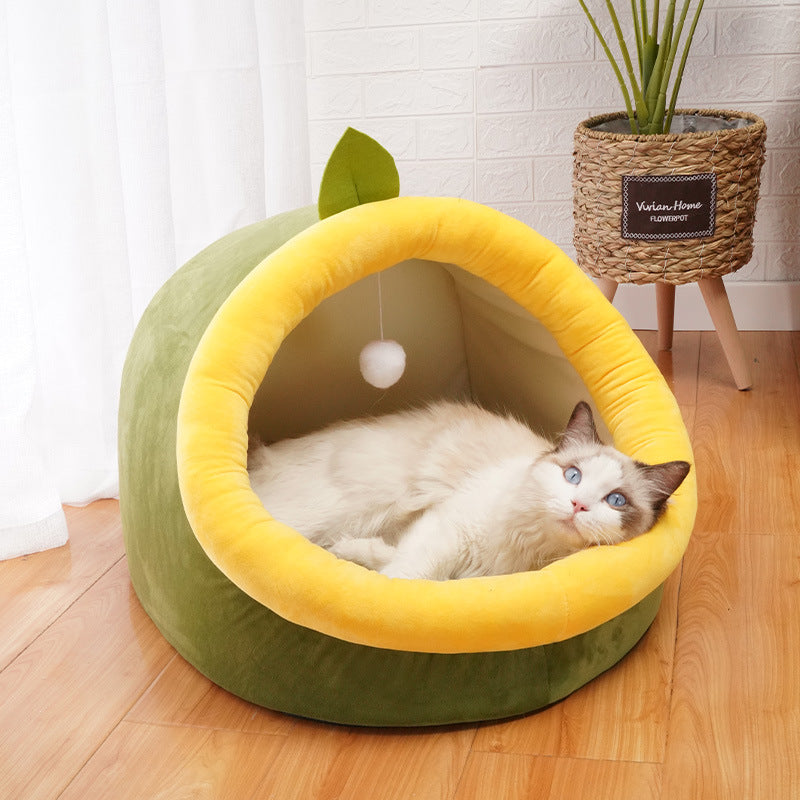 Semi-Enclosed Plush Cat House – 3 Sizes & Fun Character Designs | Four Seasons