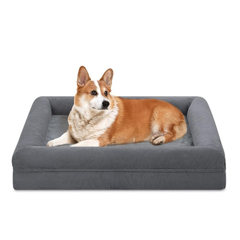 XL Thickened Dog Cushion Bed for Large Breeds – Light Gray & Dark Gray