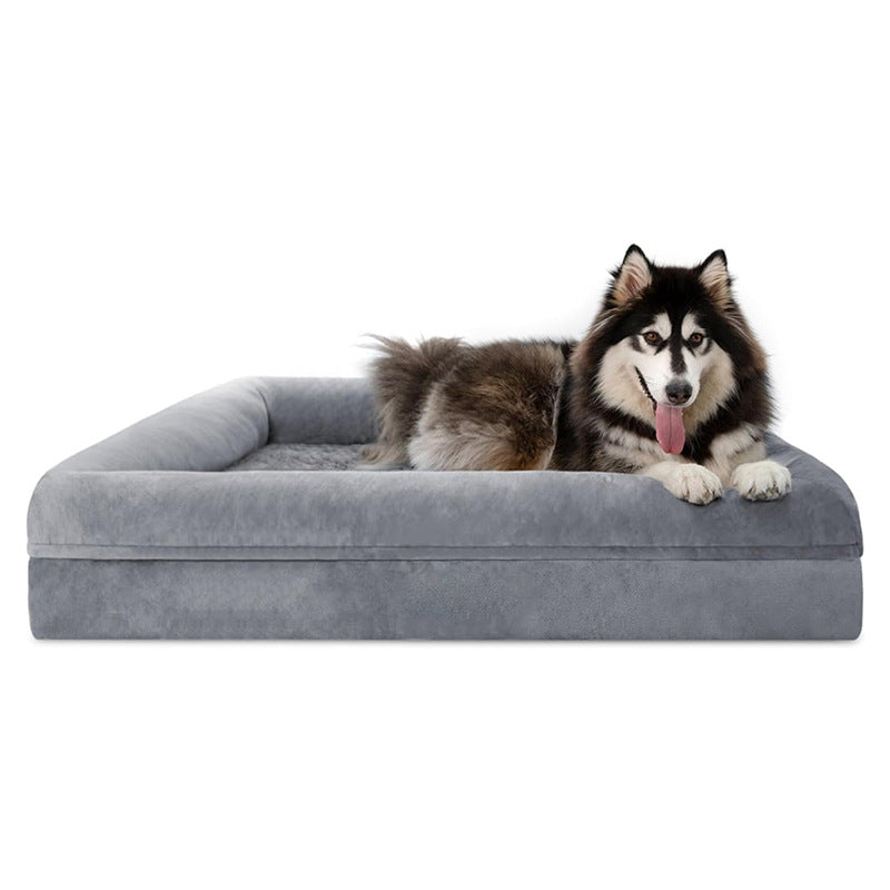 XL Thickened Dog Cushion Bed for Large Breeds – Light Gray & Dark Gray