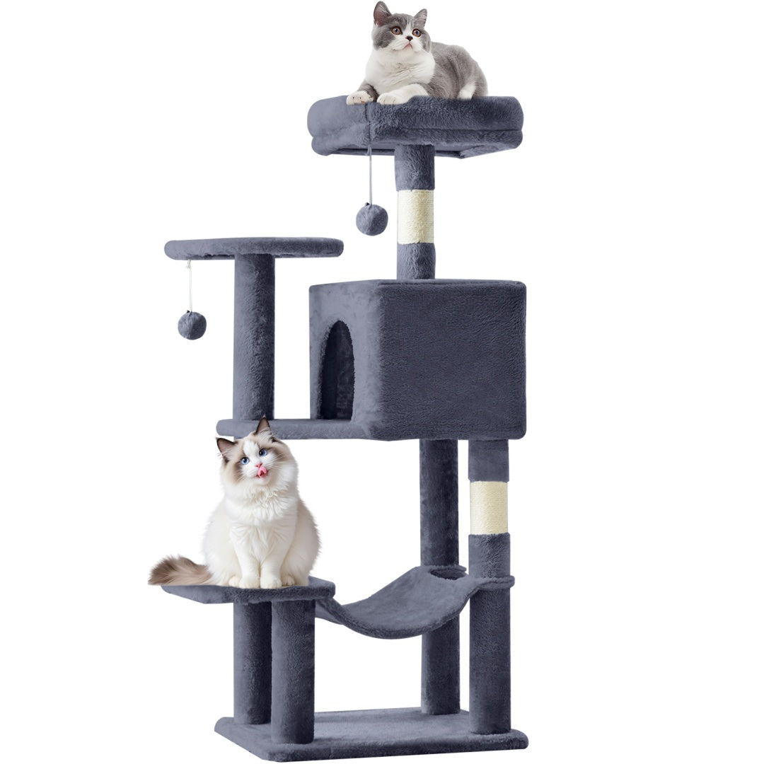 44" Cat Tree Tower with Sisal Scratching Posts & Hammock