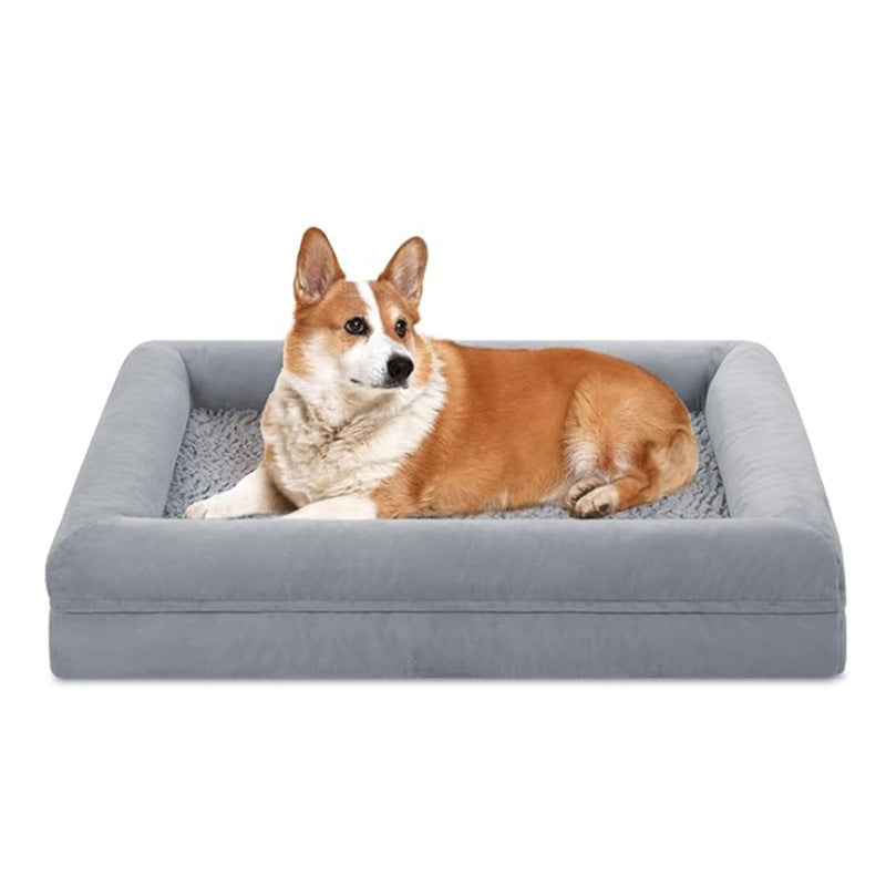 XL Thickened Dog Cushion Bed for Large Breeds – Light Gray & Dark Gray