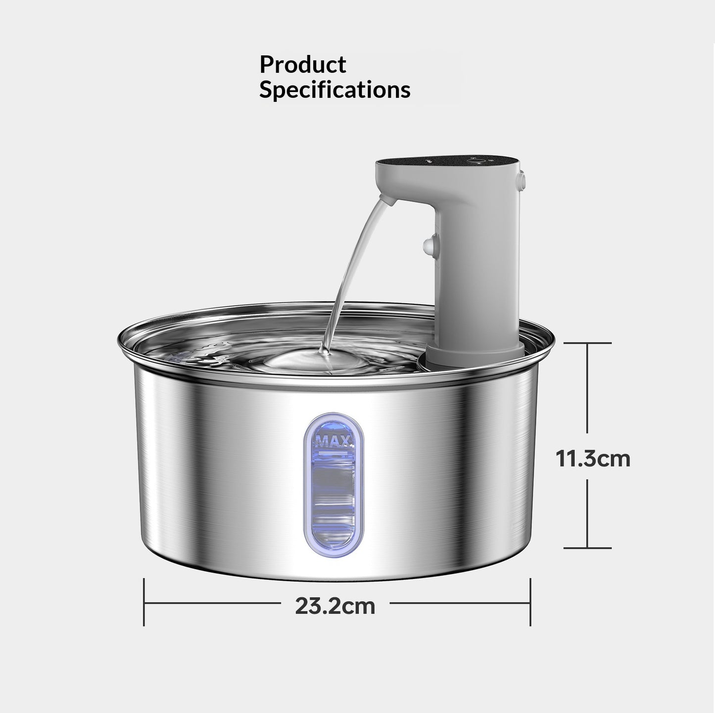 Stainless Steel Smart Cat Water Fountain – 4000mAh Rechargeable Wireless Automatic Drinker for Cats & Dogs