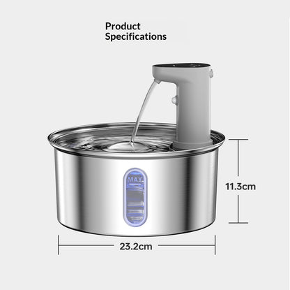 Stainless Steel Smart Cat Water Fountain – 4000mAh Rechargeable Wireless Automatic Drinker for Cats & Dogs