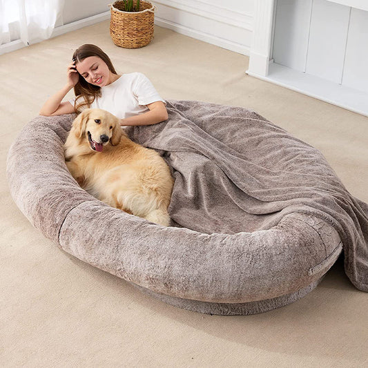 Oversized Human-Sized Plush Dog Bed – 3 Sizes & 3 Colors for Large & Giant Breeds