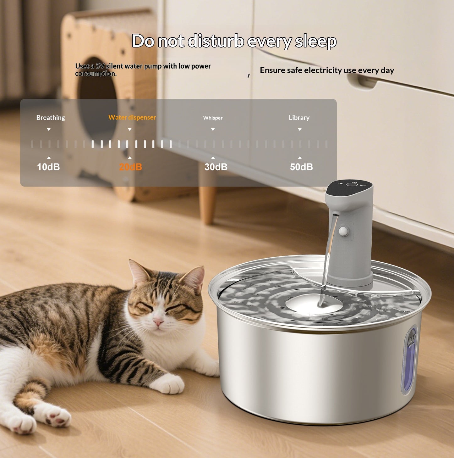 Stainless Steel Smart Cat Water Fountain – 4000mAh Rechargeable Wireless Automatic Drinker for Cats & Dogs