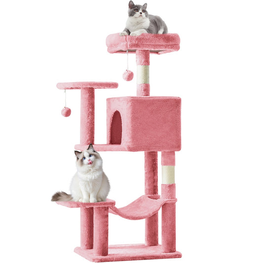 44" Cat Tree Tower with Sisal Scratching Posts & Hammock