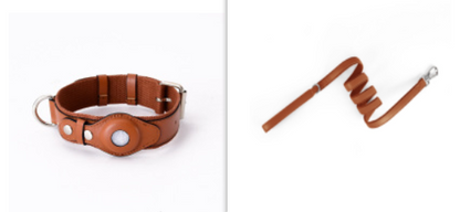 Exquisite Leather Collar with Airtag Pet Tracker Protective Cover