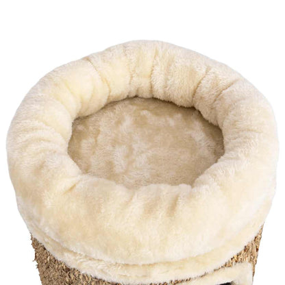 33cm Seagrass Cat House with Plush Bed, Cat Cave & Scratching Surface – Beige